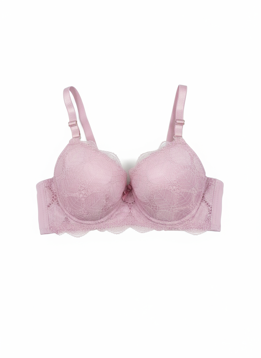 Curvesaa Designer Lace Bra - Nude/Beige