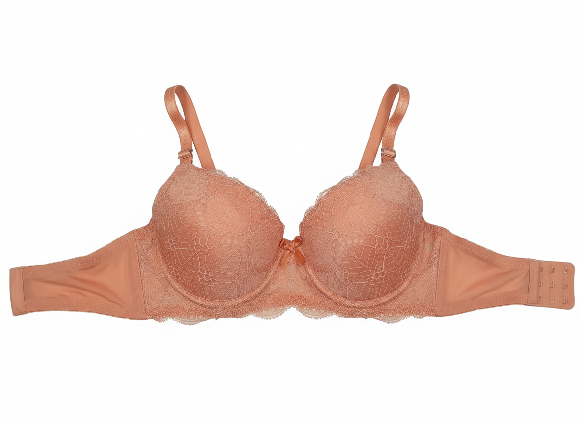 Curvesaa Designer Lace Bra - Nude/Beige