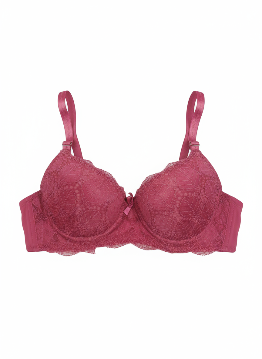 Curvesaa Designer Lace Bra - Nude/Beige