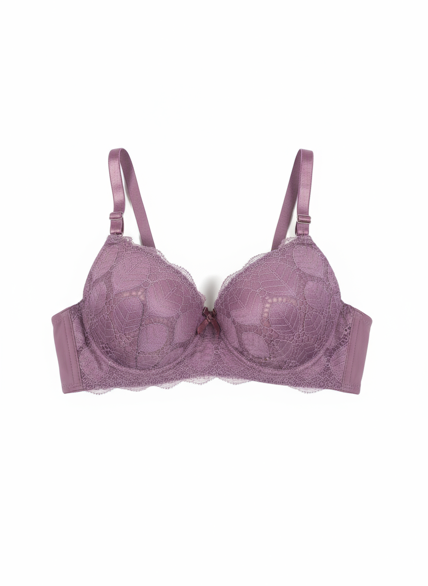 Curvesaa Designer Lace Bra - Nude/Beige