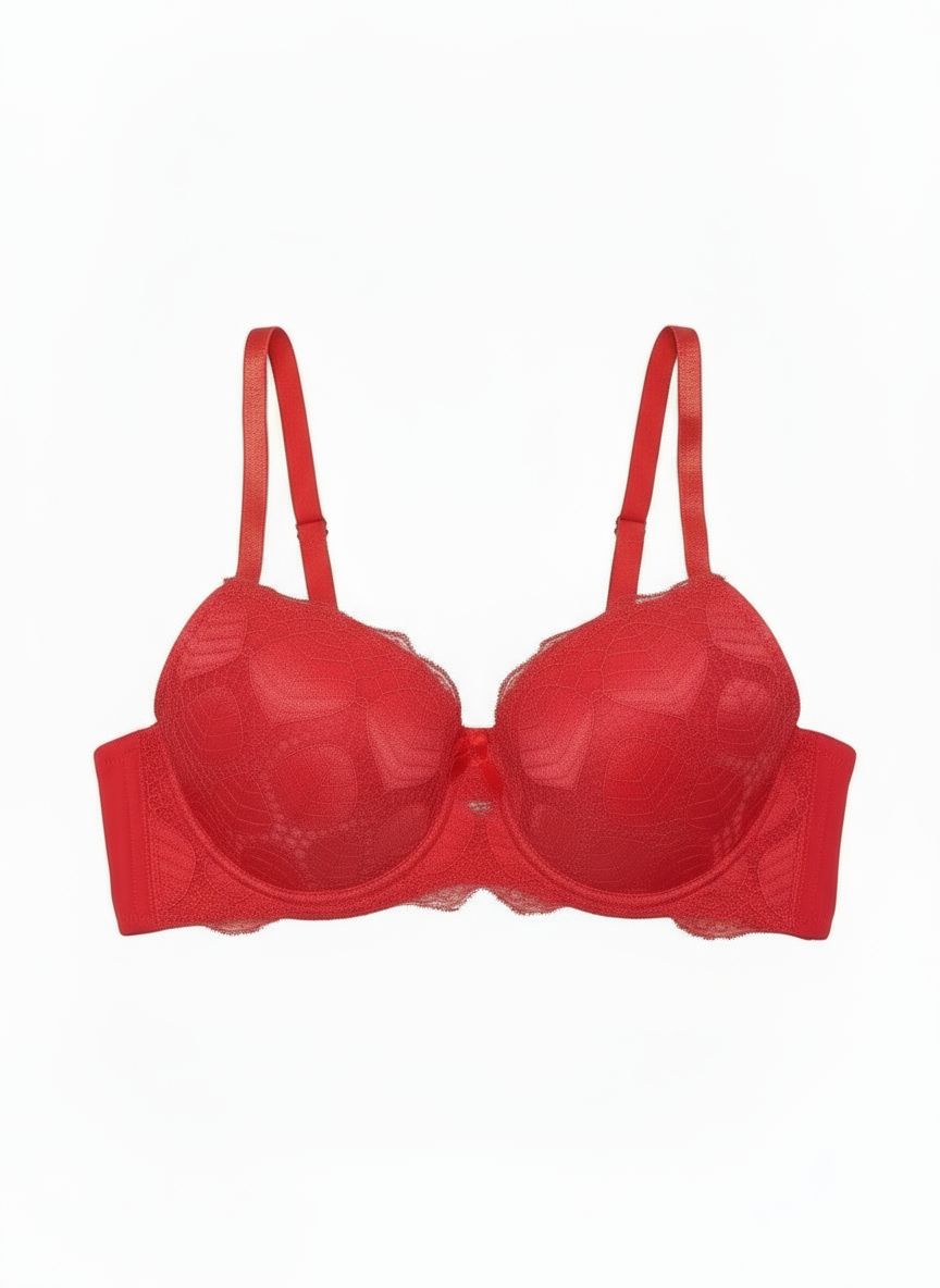 Curvesaa Designer Lace Bra - Nude/Beige