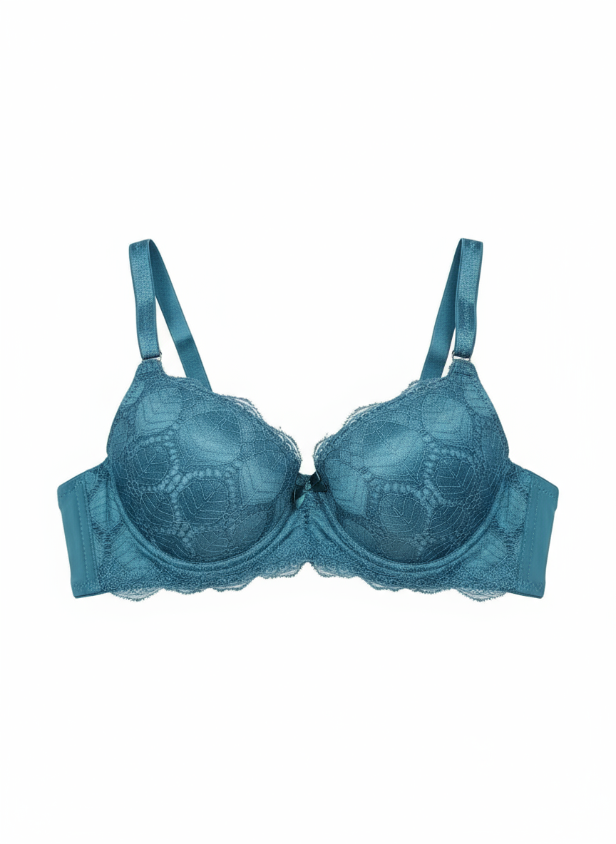 Curvesaa Designer Lace Bra - Nude/Beige